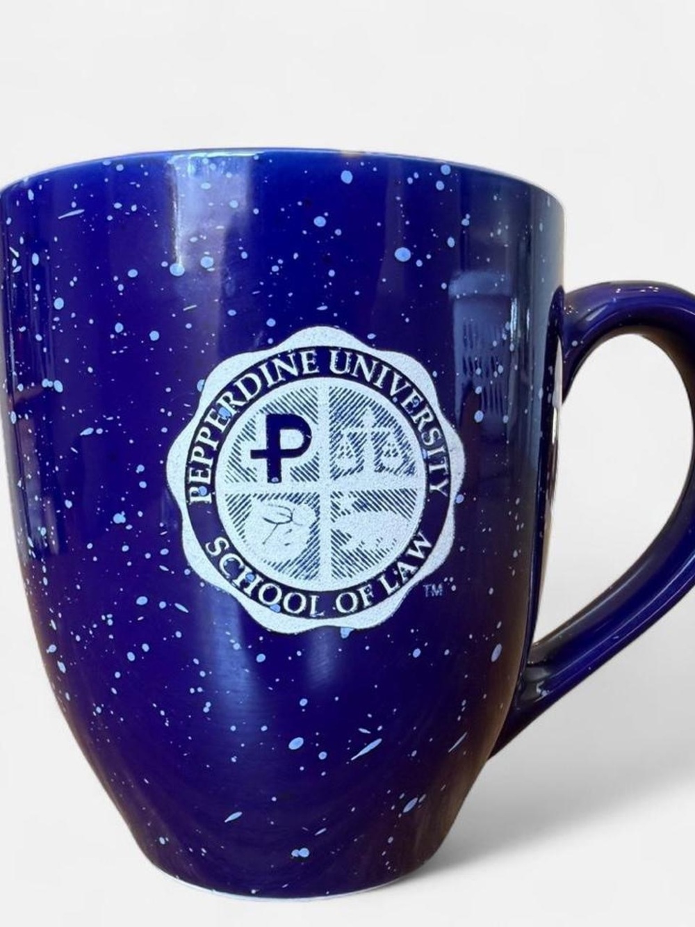 Pepperdine Law Blue Speckled Ceramic Mug